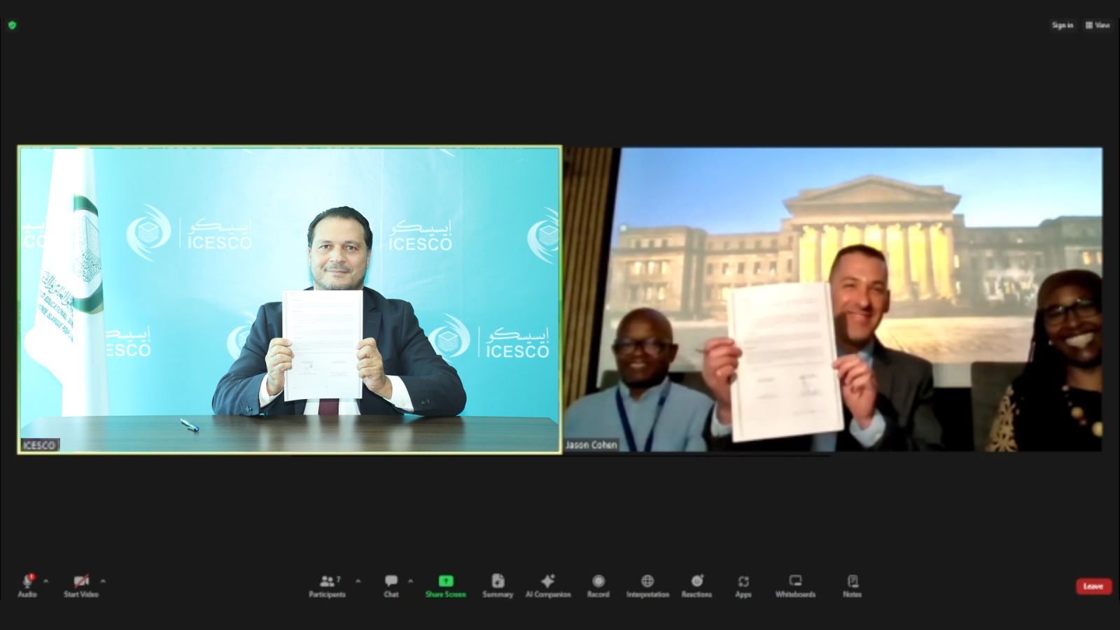 Signing of Agreement to Establish ICESCO Chair for Innovation and Future at University of Witwatersrand in South Africa